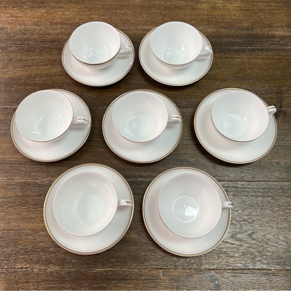 Vintage Royalton China Translucent Porcelain Golden Elegance Set of 7 Tea Coffee - Picture 1 of 12